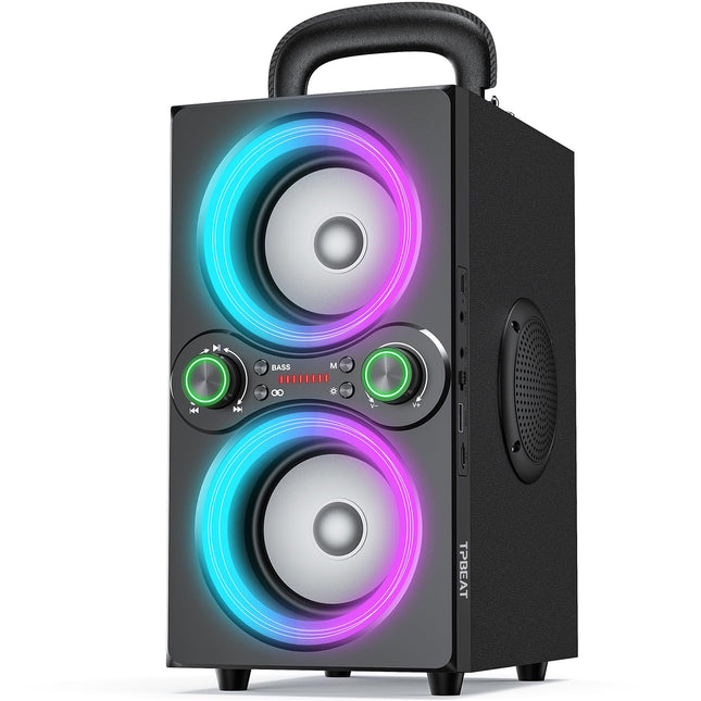 TPBEAT Bluetooth Speaker, 80W Wireless Bluetooth Box Music Box Large, Bass Boost, with Light, 100dB Huge Sound TWS Stereo Party Soundbox, with Microphone Input/USB/TF/AUX