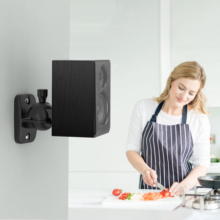 Cozycase'i kõlari seinakinnitus koos liitmikega - 4-osaline pöörleva/kallutatava kõlarikinnituse komplekt, vastupidav kõlarikinnitus sobib kuni 3,5 kg kaaluvatele kõlaritele, must