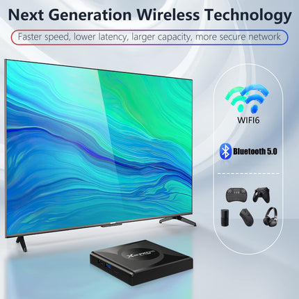 Android 13.0 teleriboks, 4 GB muutmälu, 64 GB ROM, RK3528 neljatuumaline 64-bitine Cortex-A53 kiip, 8K UHD video, 2.4G/5G kahekordne WiFi, Bluetooth 5.0, nutiteleriboks miniklaviatuuriga