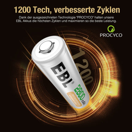 EBL AA Mignon 2800mAh laetavad akud, 16 tükki - laetavad AA-akud, pikk laadimistsüklite arv, madal isetühjenemine, komplektis akukarp