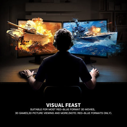 AoHeng punased sinised/tsüaansinised 3D anaglüüfiprillid 3D-filmide ja koomiksite jaoks, suur raam, selged, heledamad (2 tk)