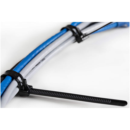 StarTech.com korduvkasutatavad kaablisidemed, 12 cm, 7 mm laiad, 30 mm kimbu läbimõõt, 22 kg, vabastatavad nailonist sidemed, sise-/välistingimustes kasutamiseks, 94 V-2/UL sertifikaadiga, 100 tk pakis, must, TAA