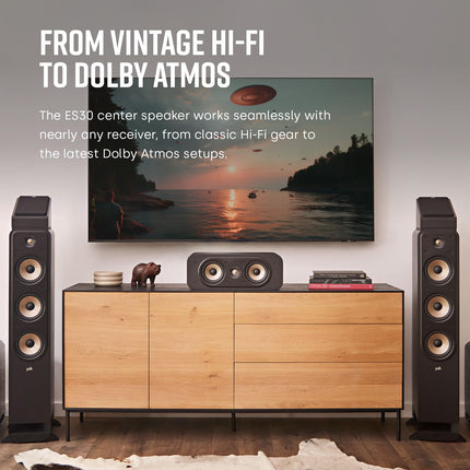 Polk Audio Signature Elite ES30 keskkõlar, õhuke, kõrgresolutsiooniga keskkõlar, Hi-Res sertifitseeritud, Dolby Atmos ja DTS:X ühilduv (tükk), must