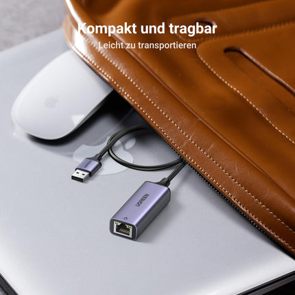 UGREEN LAN Adapter 3.0 1000 Mbps Etherneti adapter USB-RJ45 gigabiti võrguadapter USB-alumiiniumile, ühildub lüliti, Mi Boxi, sülearvutiga Windows 11/10/8.1/8, Mac OS, Linuxi all (hall, 50 cm)
