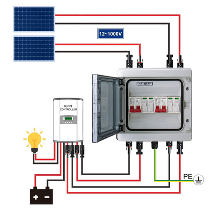 Ülepingekaitse PV alalisvoolu lahtiühendamise lüliti välgukaitselüliti 2-keeleline 1000V DC 40A 20-40KA generaatori ühenduskarp IP65 veekindel päikesepaneelide ühenduskarp fotogalvaanika jaoks (1000V)