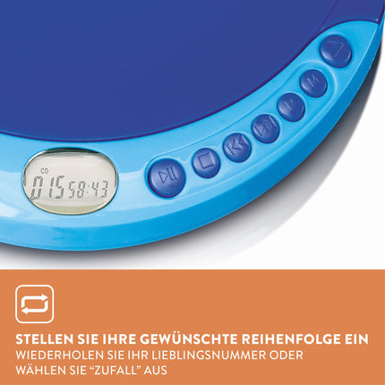 Lenco CD-011 - kaasaskantav CD-mängija aku laadimise funktsiooniga - Discman - CD Walkman - kõrvaklappide ja micro-USB laadimiskaabliga - LCD-ekraan - sinine