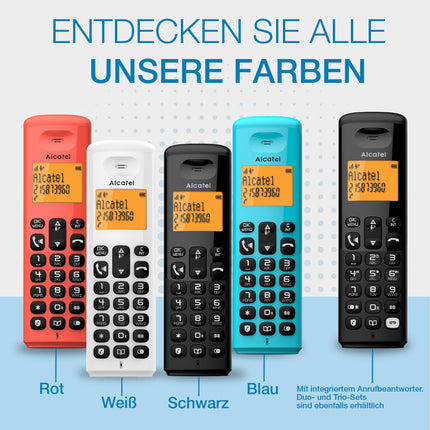 ALCATEL E260 - Juhtmeta DECT-telefon - Kompaktne disain - Suur taustvalgustusega ekraan - Käed-vabad funktsioon - Kõnede blokeerimise funktsioon - Punane