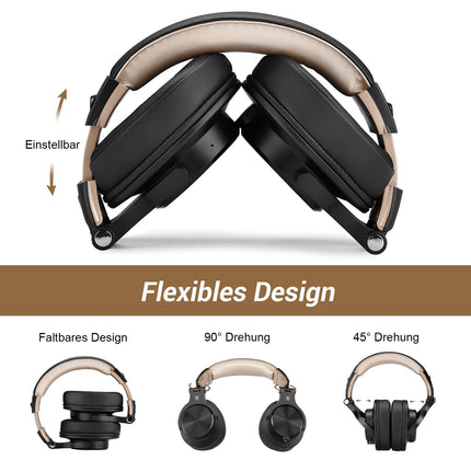 OneOdio Bluetooth kõrvaklapid kõrva peale, 72 tundi HiFi stereo juhtmevabad kõrvaklapid 6,35 mm ja 3,5 mm pistikuga stuudio DJ mobiiltelefoni PC AMP jaoks - kuldne