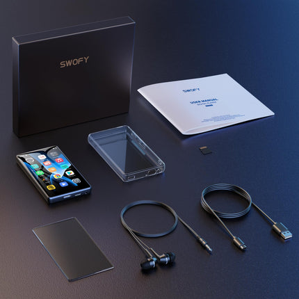 80 GB MP3-mängija Bluetoothi ​​ja WiFi-ga, SWOFY 4,0-tollise puutetundliku ekraaniga MP3- ja MP4-mängija Androidile, kaasaskantav laste muusikapleier Spotify, Amazon Musicu, raadio, diktofoni, e-raamatute ja brauseriga