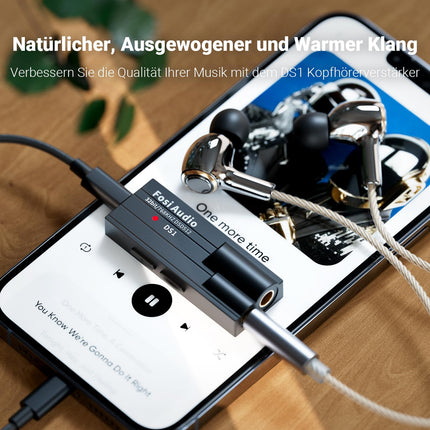 Fosi Audio DS1 kaasaskantav DAC kõrvaklapivõimendi, ES9038Q2M kiibiga kõrvaklapivõimendi, mis toetab PCM 32-bit/768kHz ja DSD512, 3,5 mm ja 4,4 mm väljundid Hi-Fi heli jaoks, USB DAC võimendi kõrvaklappidele