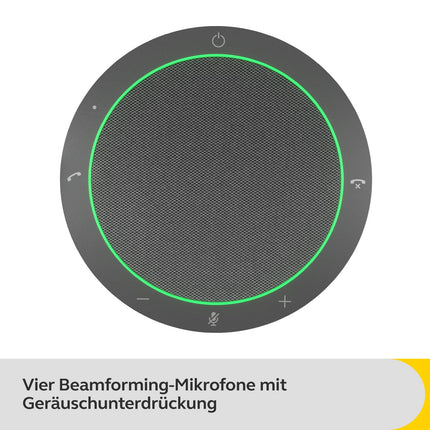 Jabra Speak2 40 Portable Speakerphone, 4 Noise-Cancelling Microphones, 50 mm Wideband Speaker, Wideband Audio, with USB-A and USB-C, Certified for Zoom and Google Meet, Dark Grey