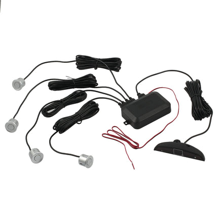 AUTOUTLET Parking Sensors PDC Reversing Alarm 4 Sensors Universal Car Reversing Parking Aid Reverse Gear Audio Buzzer Alarm Kit LCD Display DC 12 V (Silver)