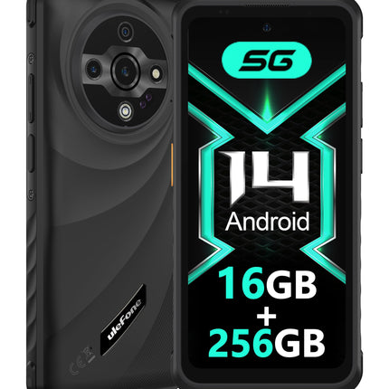Ulefone Armor X31 Pro 5G õuenutitelefon 2025, 16GB+256GB/SD-2TB Android 14 koos särava taskulambiga 64MP + 25MP kaamera 6.56” 120Hz 6050mAh mobiiltelefon 3 pesa/GPS/näotuvastuse/sõrmejäljelugeja/OTG/NFC must