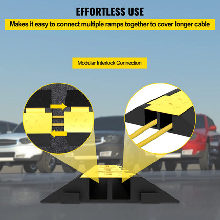 Happybuy Rubber Cable Protector Ramp Speed ​​Bumps 2-Channel 3Pack