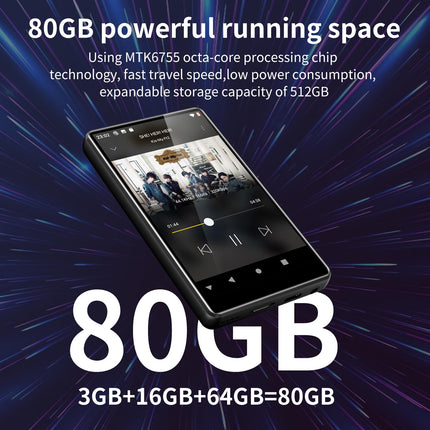 80 GB MP3-mängija Bluetoothi ​​ja WiFi-ga, SWOFY Hi-Fi 4,0-tollise puutetundliku ekraaniga MP3-MP4-mängija, kaasaskantav stereo, Androidi MP3-mängija Spotifyga, Amazon Music, FM-raadio, diktofon, e-raamat, brauser (must)