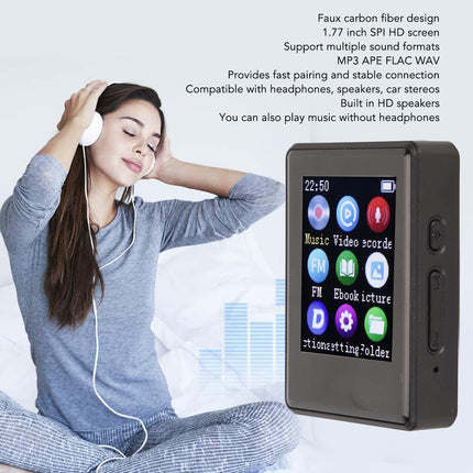 MP3-mängija Bluetooth 5.0-ga, MP4-mängija 1,77-tollise SPI HD-ekraani ja kõlariga, kaasaskantav HiFi MP3-muusikamängija kadudeta heli ja FM-raadioga, e-raamat