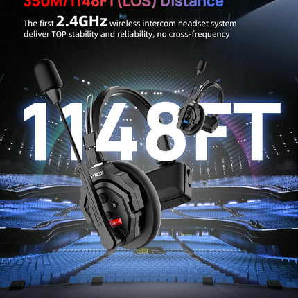 SYNCO juhtmevaba intercom-peakomplekt, XTALK X1 2,4 GHz täisdupleksne juhtmevaba sidesüsteem 24 tundi 350 miljonit filmitegemiseks (1 pakk)