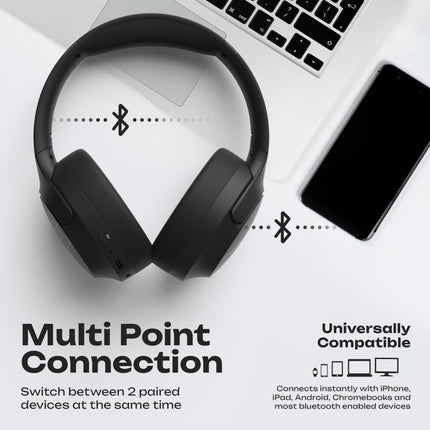 PowerLocus Bluetooth kõrvaklapid, 60 tundi mänguaega, juhtmevabad kõrvaklapid 4 ekvalaiseri režiimiga, Hi-Fi stereo kokkupandavad kõrvaklapid mikrofoniga iPhone'ile/reisile/Androidile/sülearvutitele (mustad)