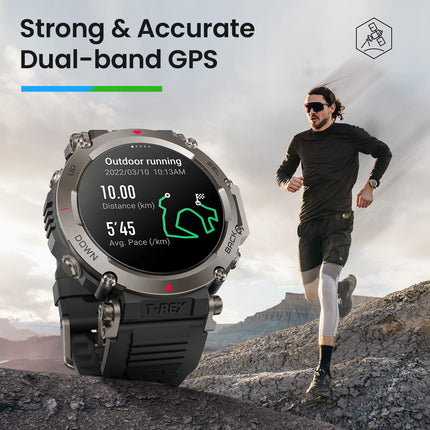 Amazfit T-Rex Ultra 47mm Outdoor Smartwatch, Dual-Band GPS, Route Import &amp; 6 Navigation, Freediving Support &amp; 10 ATM Water Resistance, -30℃ Military-Grade Ultra-Low Temperature Operation