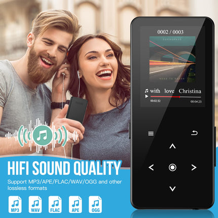 MP3-mängija 32 GB Bluetooth 5.0 kadudeta muusikapleier HiFi kaasaskantav kõlar sisseehitatud HD kõlar videosalvesti FM-raadio e-raamatu tugi kuni 128 GB
