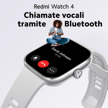 Xiaomi Redmi Watch 4 nutikell 1,97-tollise AMOLED-ekraaniga, 390 x 450 pikslit ja 60 Hz, kuni 20-päevane aku tööiga, HyperOS, pulsisageduse ja vere hapnikusisalduse mõõtmine - hõbehall