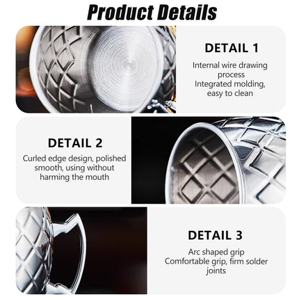 Pasdrucn 450 ml Moscow Mule Mugs Set of 4, Gin Glasses, 3D Embossed Cocktail Glasses with 4 Cocktail Straws and 1 Cleaning Brush, Single-Layer Wine Glasses, Cocktail Glasses, Whiskey Glasses (Silver)