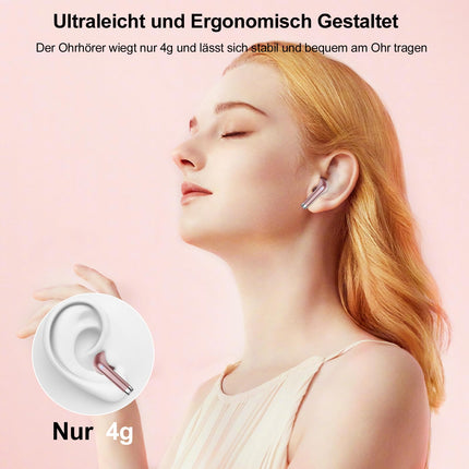 Bluetooth-kõrvaklapid, juhtmevabad Bluetooth 5.3 kõrvaklapid 4 ENC mürasummutava mikrofoniga, juhtmevabad HiFi stereokõrvaklapid, LED-ekraan, 40 tundi mänguaega, kõrvasisesed kõrvaklapid tööks, mängimiseks, sportimiseks, roosakuldne