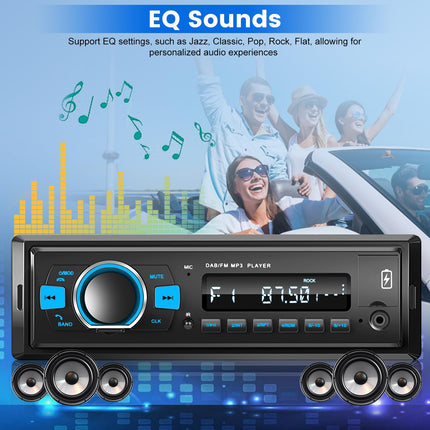 Raadio Bluetooth DAB Plusiga - DAB autoraadio FM-raadio ja ekvalaiseriga, autoraadio 1 DIN tugi SWC, USB/AUX/TF/SD sisend + kaugjuhtimispult