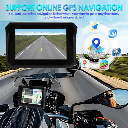 5-inch Motorcycle Carplay GPS Navigation, Airplay CarPlay/Android Auto for Motorcycles, Waterproof IPS Touchscreen, Motorcycle/Motorbike GPS, Bluetooth