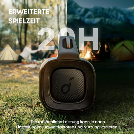 Soundcore Anker Motion Boom Plus IP67 väliskõlar, 80W stereoheli, kohandatud ekvalaiser ja bassivõimendus, USB-C, Bluetooth, sisseehitatud akupank, veekindel, telkimiseks, basseini jaoks, rannale, aeda