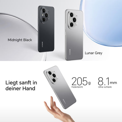 HONOR 400 Pro 5G nutitelefon, 512 GB/12 GB muutmälu, lukustamata Android-telefon ilma lepinguta (6,7-tolline ekraan, 200 MP + 50 MP + 12 MP kolmekordne tagakaamera, kahekordne SIM-kaart, NFC, Android 15), kuuhall