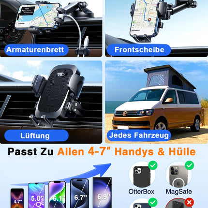 【2025. aasta sõjaväeklassi】Autotelefonihoidja uuendus【Tugevaim iminapp ja õhutusava klamber】Autotelefonihoidja 360° pööratav autotelefonihoidja armatuurlaual iPhone 16 15 14 13 Pro Maxile jne.