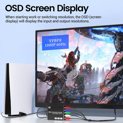 MISOTT 4K/60Hz HDMI-komponentmuundur skaleerimisfunktsiooniga, HDMI-komponentmuundur YPbPr-muundur, ühildub HDMI 2.0 sisendi ja 480i/576i komponentväljundiga, HDMI-YPbPr