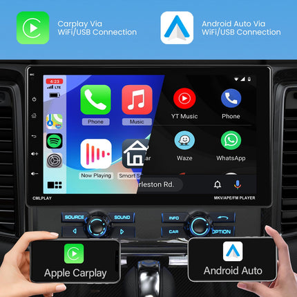 Rimoody autoraadio 1 DIN juhtmevaba Carplay Android Auto 9-tolline IPS eemaldatav ekraan 1 DIN autoraadio IOS/Android Mirror Link FM/USB/EQ/AUX/TF roolil juhtimisega tahavaatekaamera