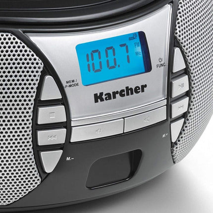 KARCHER RR 5025-B portable radio, CD player with mains and battery operation, FM radio with AUX connection &amp; headphone jack, black