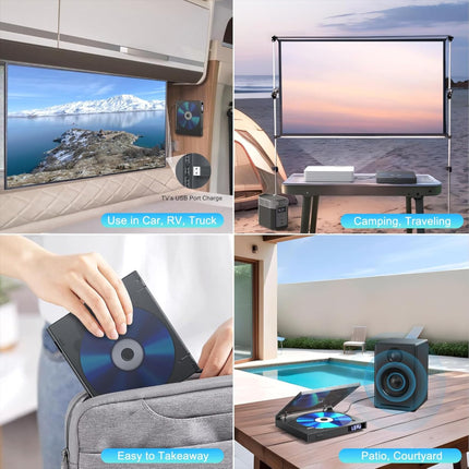 Õhuke DVD-mängija, kompaktne DVD-mängija telerile, 1080P HDMI DVD-mängija kõikidele piirkondadele tasuta, taasesitusmälu, HDMI/AV-väljund, USB 2.0, toetab PAL/NTSC-d