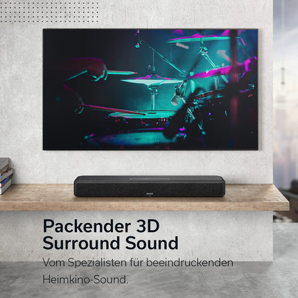 Denon Home Sound Bar 550 kompaktne kodukino soundbar koos Dolby Atmose, DTS:X, sisseehitatud Alexa, WiFi, Bluetoothi, AirPlay 2, sisseehitatud HEOSi, HDMI eARC, 4K Ultra-HD, Dolby Visioni, HDR10-ga, must