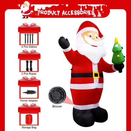 Vintoney 8FT/244cm Christmas Inflatable Santa Claus Inflatable Rotating LED Light Garden Decoration Inflatable Indoor and Outdoor Upgraded Santa Claus Christmas Decoration