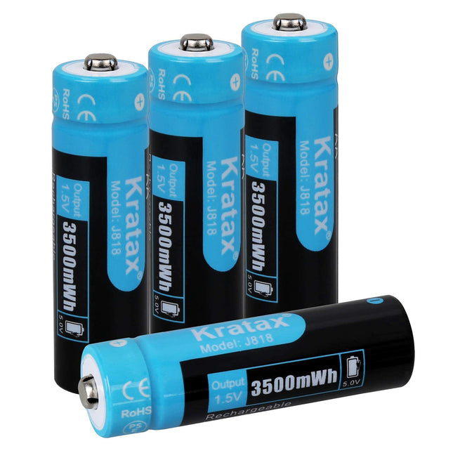 Kratax 3500mWh 1.5V AA Battery [4 Pack], 1.5V Lithium AA Battery, Fast Charging 1200 Charge and Discharge Cycles (Not for Flash)