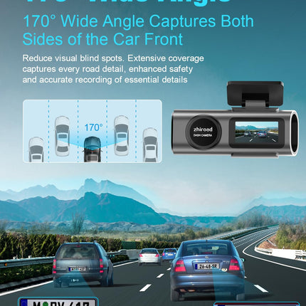 4K WiFi Dashcam Car Front, App Control Car Dashcam with 64G SD Card and Detachable Mount, 1.47" IPS Screen, 170° Super Wide Angle, Night Vision, WDR, G-Sensor, Loop Recording, 24H Parking Monitoring