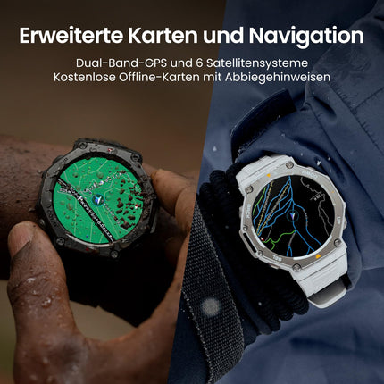 Amazfit T-Rex 3 nutikell õues kasutamiseks, 48 ​​mm AMOLED-ekraan, võrguühenduseta kaardid ja navigatsioon, 6 satelliidisüsteemi kahe sagedusribaga GPS, 27-päevane aku tööiga, NFC-makse, 170+ spordirežiimi, 45 m vabalt sukeldumine seiklusteks