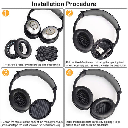 TesRanki kõrvapadjad Bose QuietComfort 35 ii ja QuietComfort 35 vahetuskõrvaklappidele, professionaalsed kõrvapadjad Bose QC35 ii, QC35, QC25, QC15, QC2 AE2 AE2i AE2w SoundTrue ja SoundLink kõrvaklappidele - hõbedased
