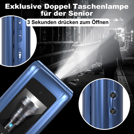 4G Flip Phone for Seniors with Large Buttons, Dual-SIM Flip Mobile Phone with Charging Cradle | SOS Emergency Call Function | Speed ​​Dial | Flashlight | FM Radio | 2.4+1.77 Inch Dual Color Display | Blue