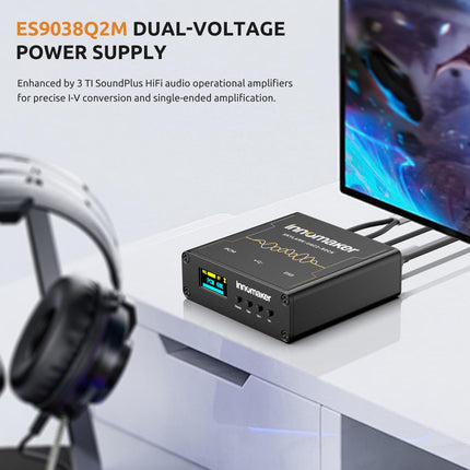 HIFI USB DAC/kõrvaklapivõimendi, ES9038Q2M, kõrge eraldusvõime kuni PCM 32Bit/768kHz või DSD256, Audio Spectrum FFT ekraan, USB-audioliides arvuti/sülearvuti/SBC jaoks, Mac OS-is ei toetata.