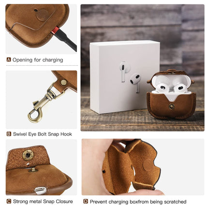 CONTACT'S FAMILY Leather Case for AirPods 3rd Gen, Airpods Pro Case, Airpods Pro Leather Case, Leather Case Compatible with AirPod 3rd Generation (Brown)