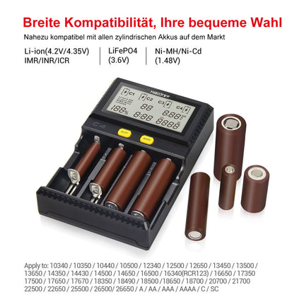 Universaalne akulaadija, 18650 akulaadija 4 pesaga, LCD-ekraaniga akude laadija Li-Ion LiFePO4 NI-MH NI-Cd AA AAA C 18350 18500 18700 20700 21700 26650 RCR123 akude jaoks.