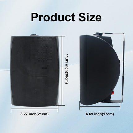 Herdio 16.5cm 800W outdoor speaker, waterproof, wall-mounted sound system with multifunctional amplifier, powerful bass and stereo sound, for patio, porch.