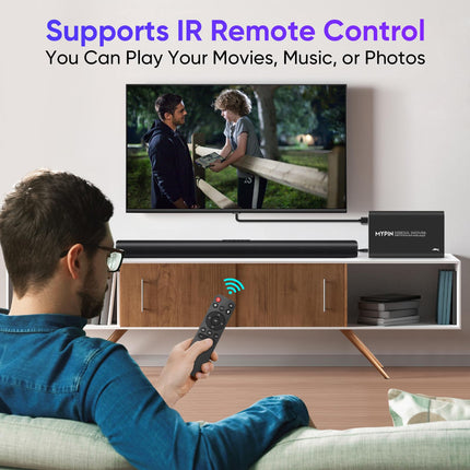 4K HD Media Player, MYPIN HDMI/AV/Coax Output for MP4 MP3 MKV with Remote Control, Videos and Photos with USB3.0 Drive/SD Card/HDD/External Device, Supports the Use of Internal