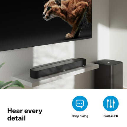 Sennheiser AMBEO Soundbar Mini – Kaasahaarav 3D-heli teleri, filmide ja muusika jaoks – Kompaktne seade võimsate adaptiivsete funktsioonide ja mitmekülgse ühenduvusega