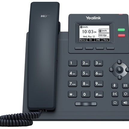 Yealink T31P IP-telefon, 2 VoIP-kontot, 5,8 cm (2,3 tolli) graafiline ekraan, kahe pordiga 10/100 Ethernet, 802.3af PoE, toiteadapter ei kuulu komplekti (SIP-T31P)